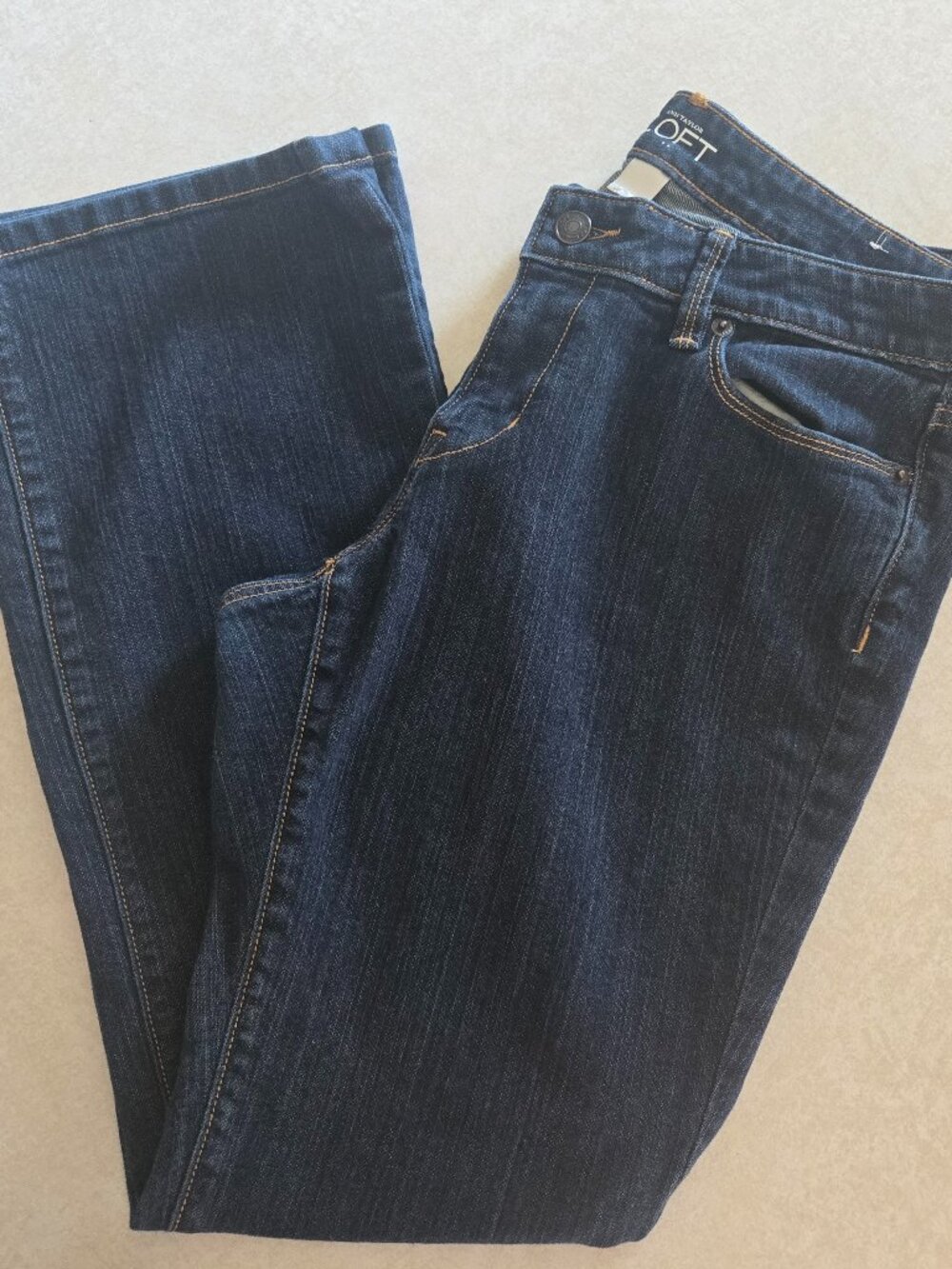 Ann Taylor LOFT Curvy Bootcut Jeans Dark Wash Petite 10P Stretch Denim